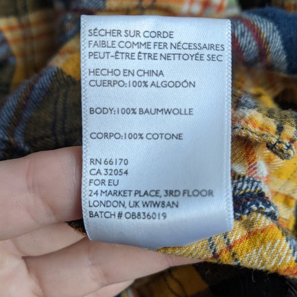 Plaid Flannel Shirt Button Down UO sz M - Picture 4 of 6